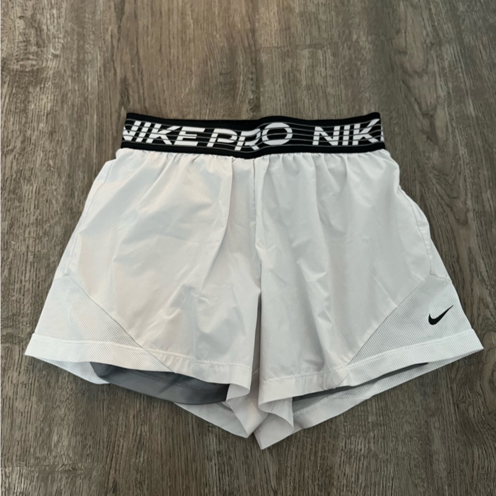 White Nike Pro shorts